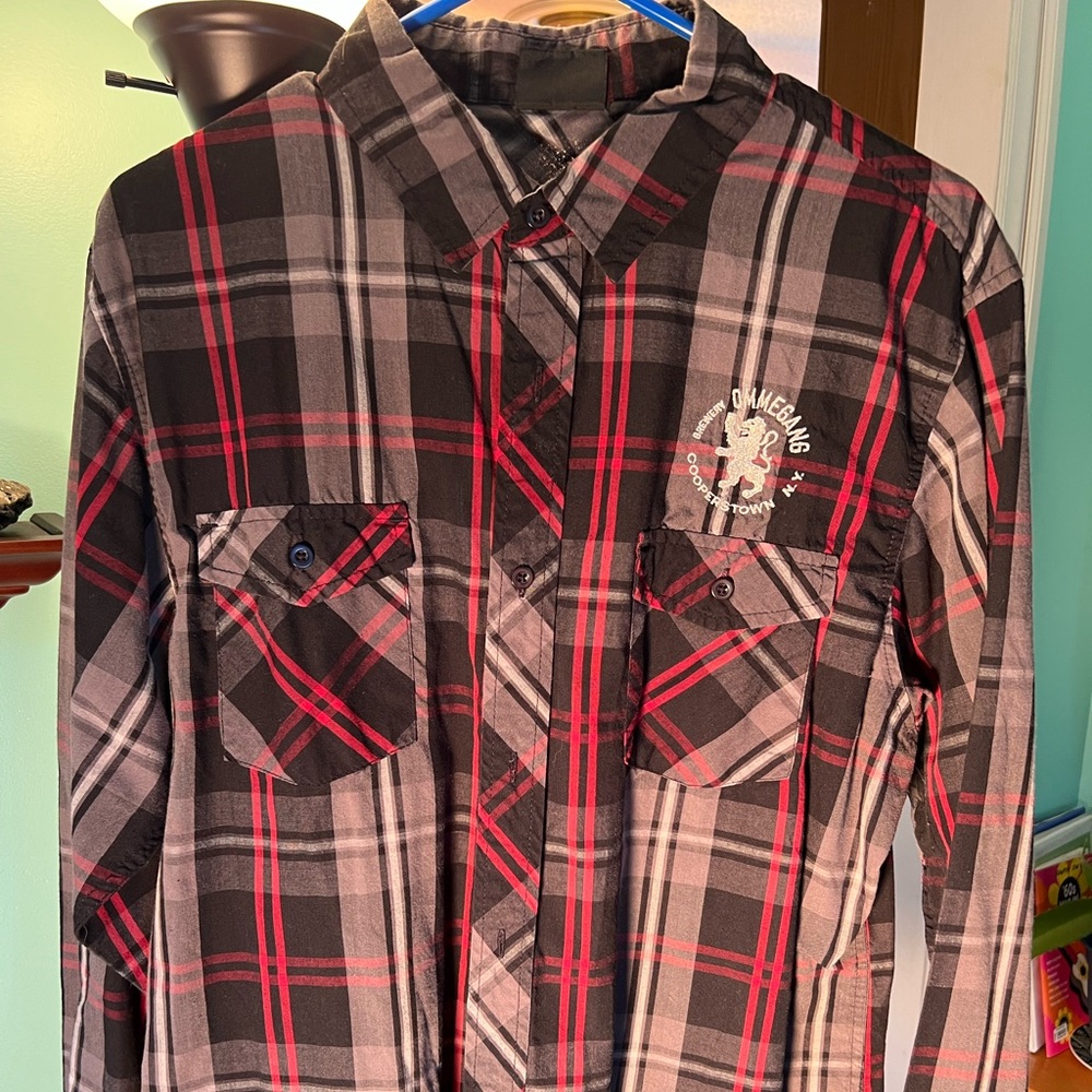 Ommegang brewery long sleeve button down. Size Large.